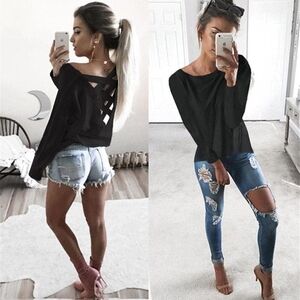 Lattice Back Black Sweater